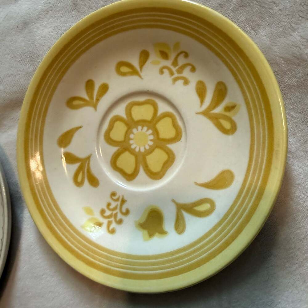 Vintage Yellow Floral Saucer Plate